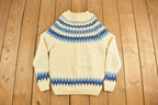Vintage 1970s Beige Nordic Knit Sweater Apres Ski
