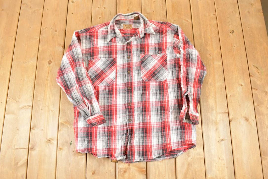 Vintage 1990's St Johns Bay Heavyweight Plaid Western Style Button Up Shirt Men's Large