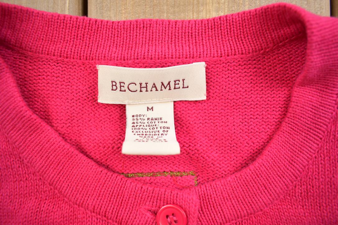 Vintage 1990s Bechamel Patchwork PinkKnit Cardigan Sweater