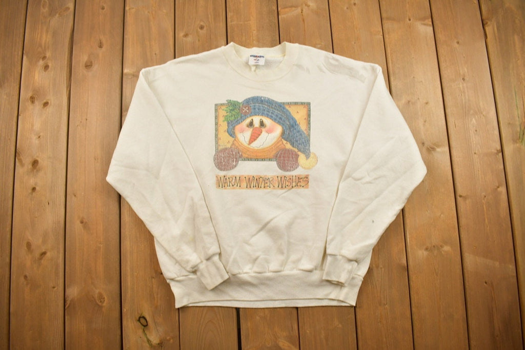 Vintage 1990s Warm Winter Wishes Crewneck Sweatshirt