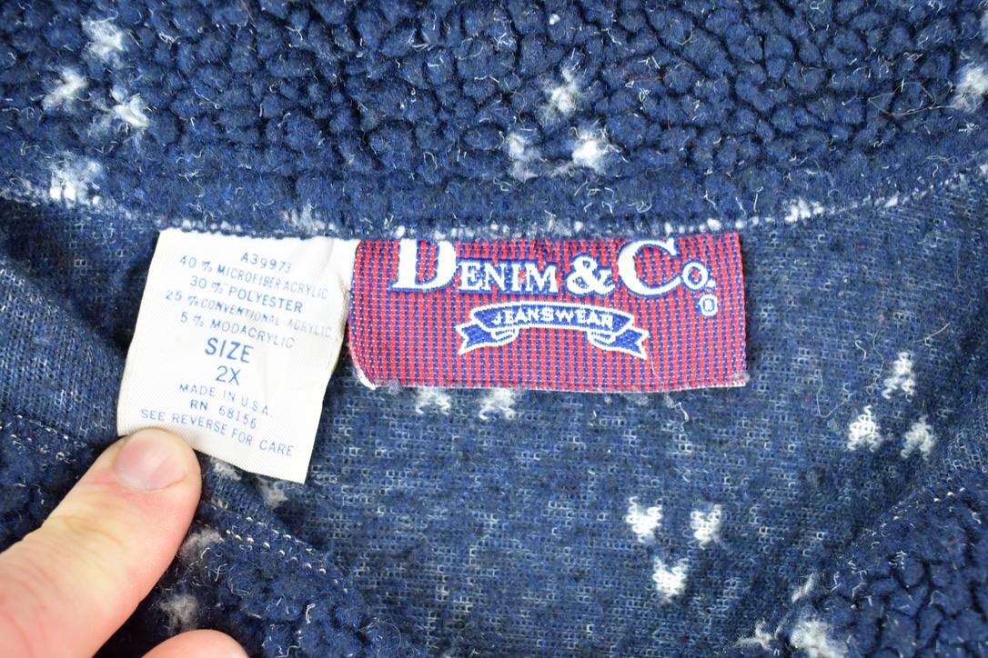 Vintage 1990s Denim And Co Fleece AOP Outdoorsman Sweater