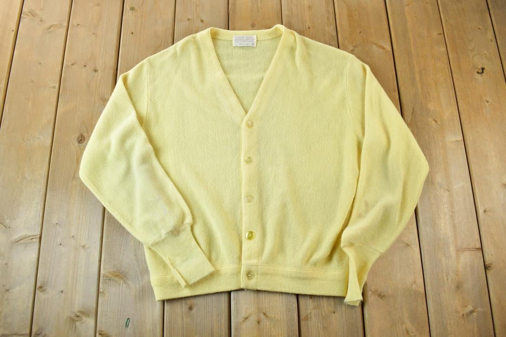 Vintage 1970s Lord Jeff Knit Perfect Mild Distress Cardigan Sweater Made In USA