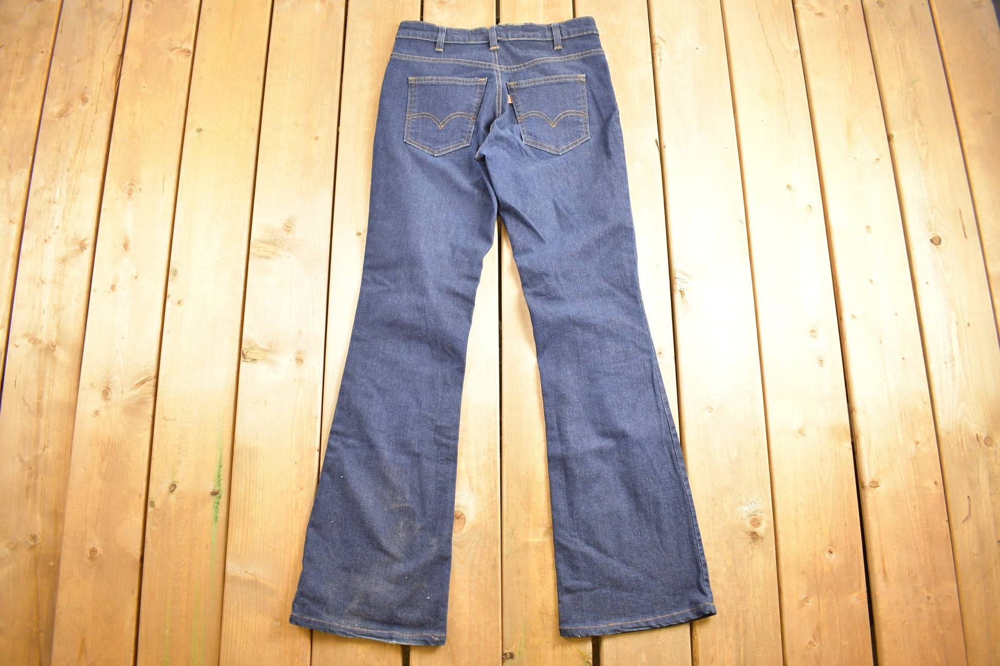 Vintage 1970s Levi's Orange Tab Denim Flare Jeans Size 29 x 31.5