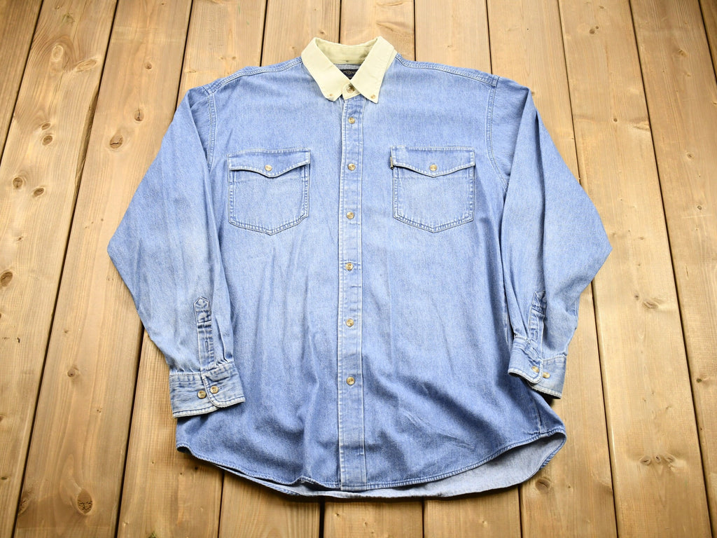 Vintage 1990s Denim Collared Button Up Shirt