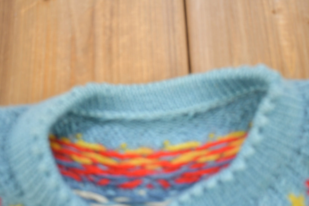 Vintage 1980s Nordic All Over Print Knitted Cardigan Sweater
