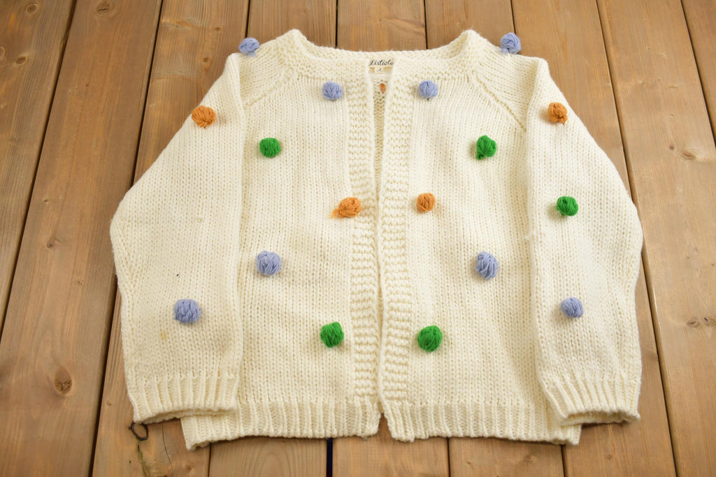 Vintage 1990s Listicle Dotted Knit Cardigan Sweater