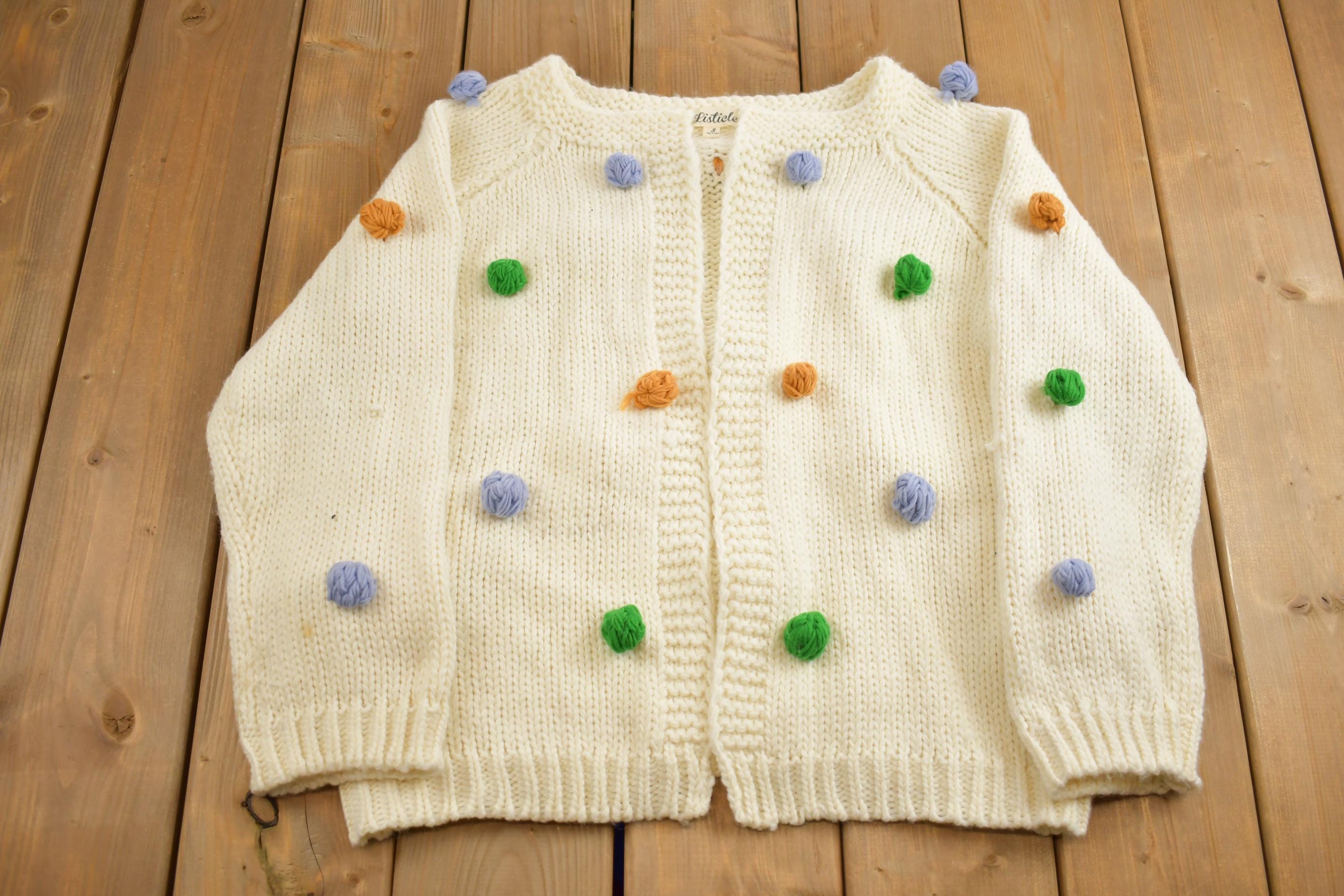 Vintage 1990s Listicle Dotted Knit Cardigan Sweater