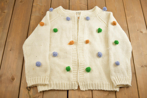 Vintage 1990s Listicle Dotted Knit Cardigan Sweater