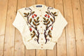 Vintage 1990s Tulchan Floral Abstract Wool Knit Cardigan Sweater Women's M
