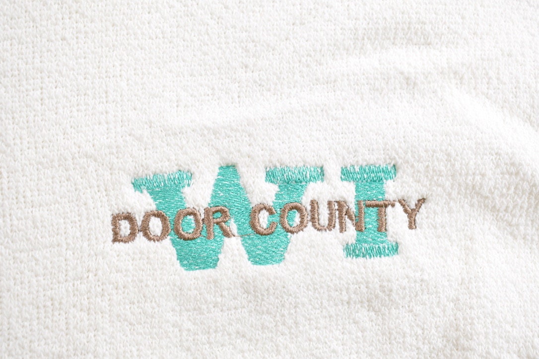Vintage 1990s Door County Wisconsin Terry Cloth Zip Up Sweatshirt