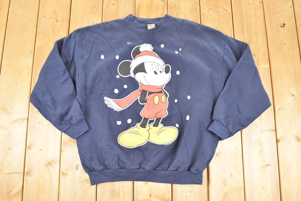 Vintage 1990s Mickey Mouse Christmas Crewneck Sweatshirt Men's L