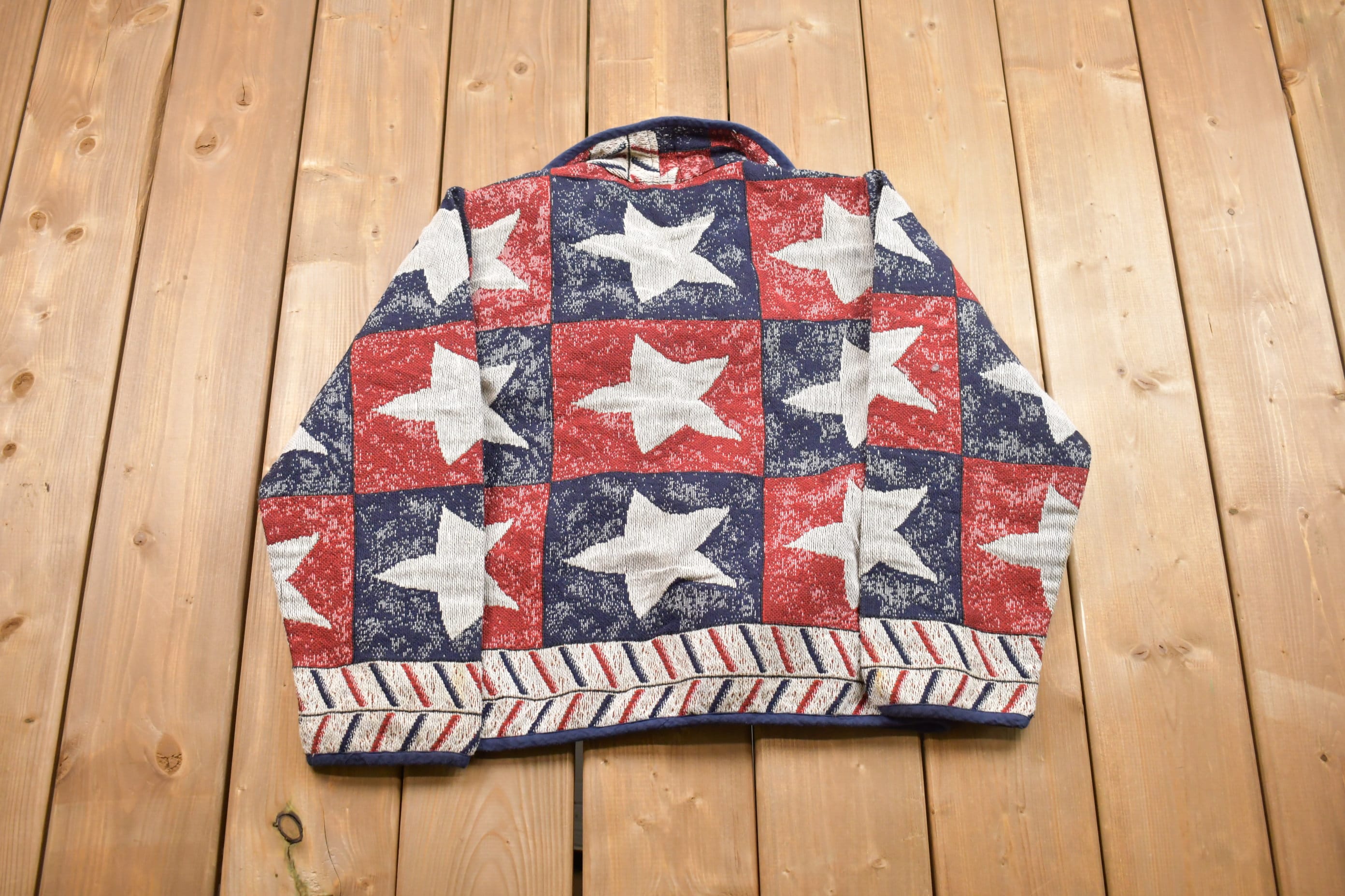 Vintage 1990s Stars Patch Work Cardigan Blazer