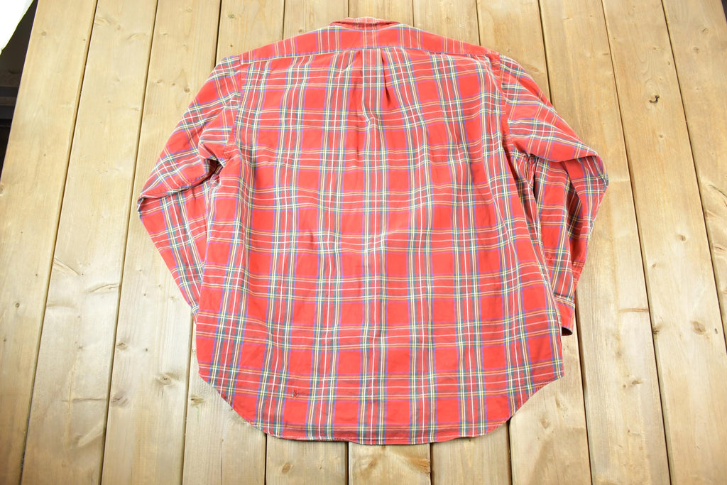 Vintage 1990s Ralph Lauren Red Plaid Button Up Shirt Men's XL