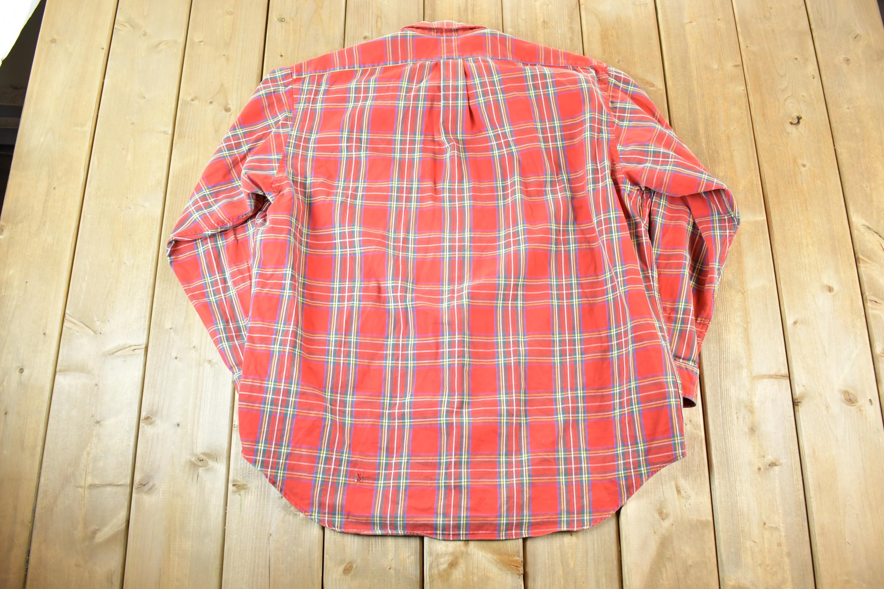 Vintage 1990s Ralph Lauren Red Plaid Button Up Shirt Men's XL