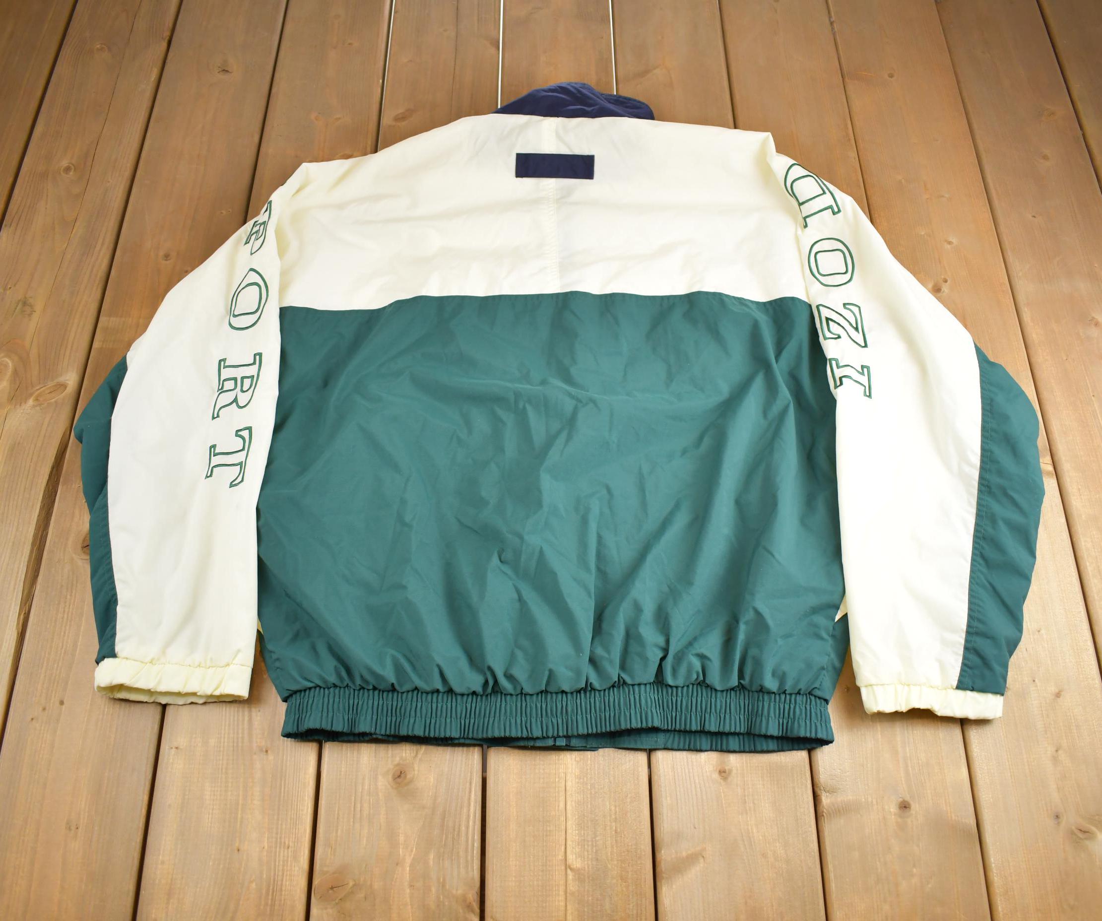 Vintage 1990s Izod Embroidered Logo Full Zip Color Block Windbreaker