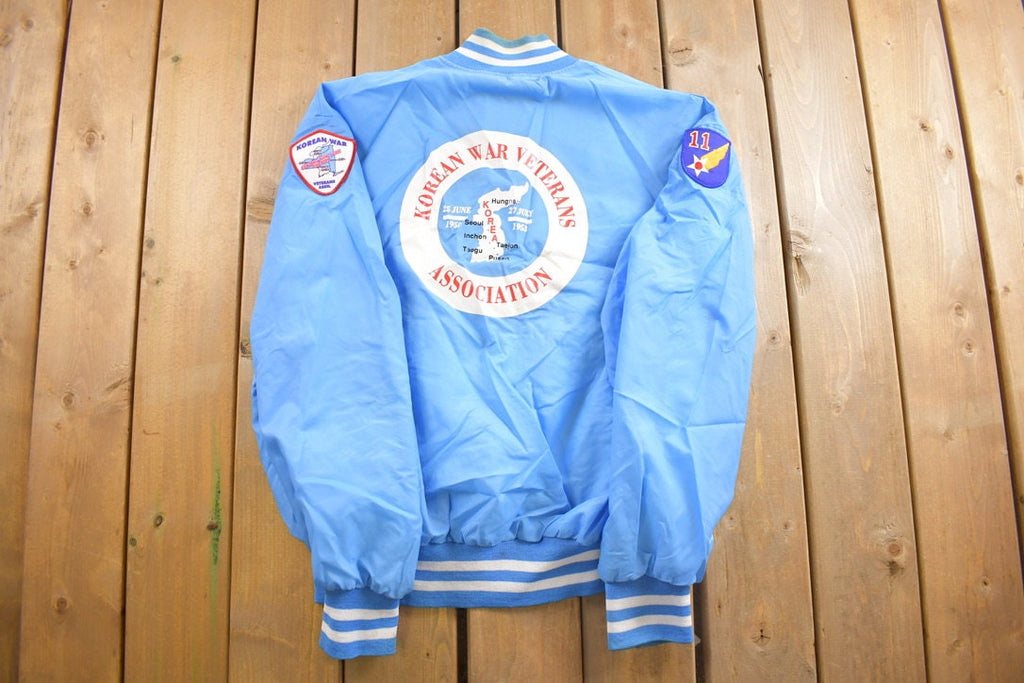 Vintage 1990s Holloway Korean War Veterans Satin Bomber Jacket