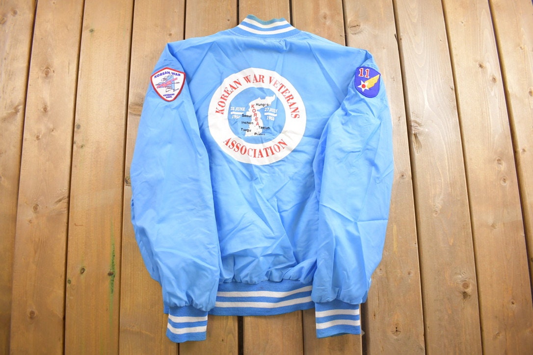 Vintage 1990s Holloway Korean War Veterans Satin Bomber Jacket