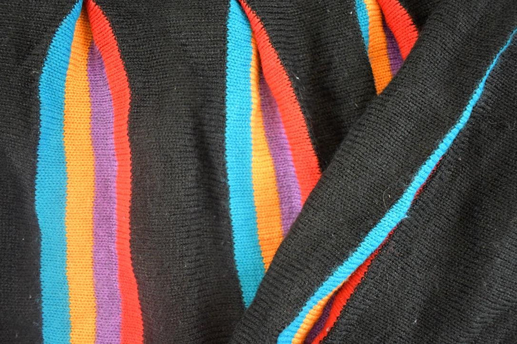 Vintage 1990s Lilly Of California Hand Loomed Knit Crewneck Sweater Women's S Cropped / Abstract Pattern 3D Knitted Sweatshirt