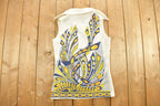 Vintage 1970s Abstract Print Sleeveless Tunic Blouse