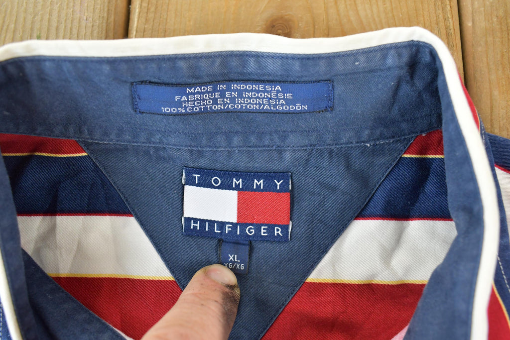 Vintage 1990s Tommy Hilfiger Striped Yachting Button Up Shirt