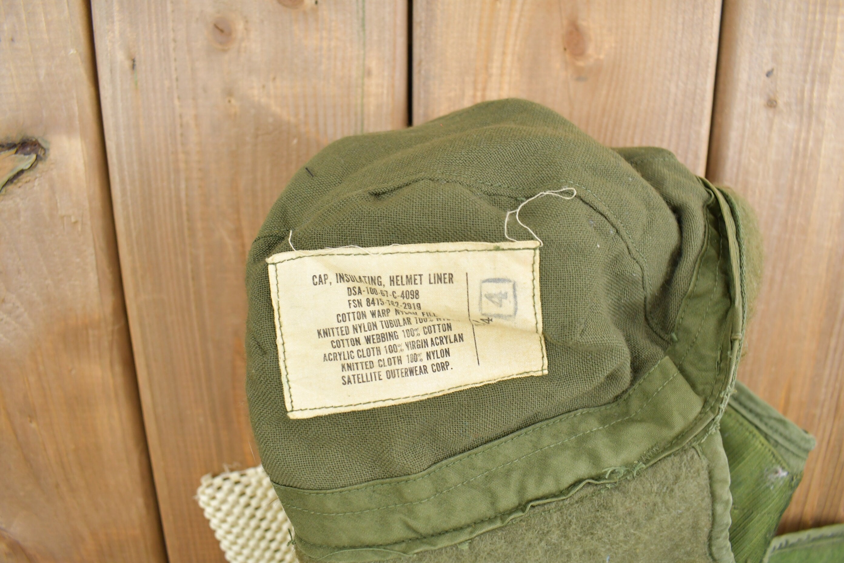 Vintage 1967 Military Insulated Helmet Liner Cap Size 7 1