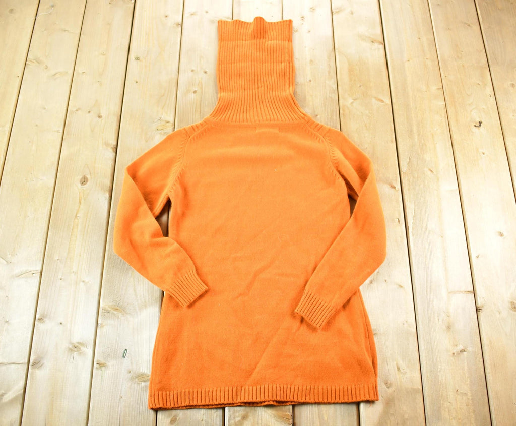 Vintage 1970s Hand Loomed Knit Abstract Pattern Turtleneck Sweater Womens S