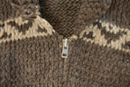 Vintage 1970s Cowichan Full Zip Hand Knit Sweater Men's Large