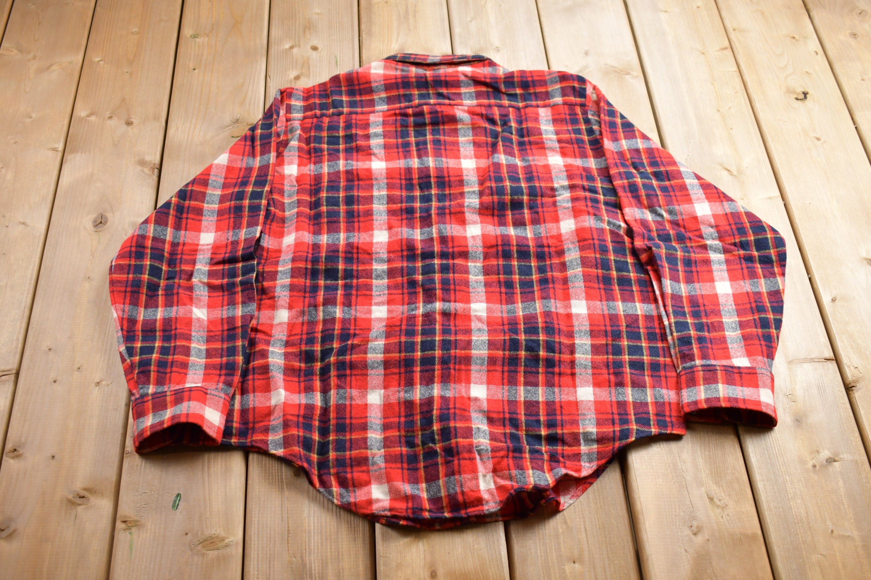 Vintage 1990s Country Squire Plaid Wool Flannel Button Up Shirt