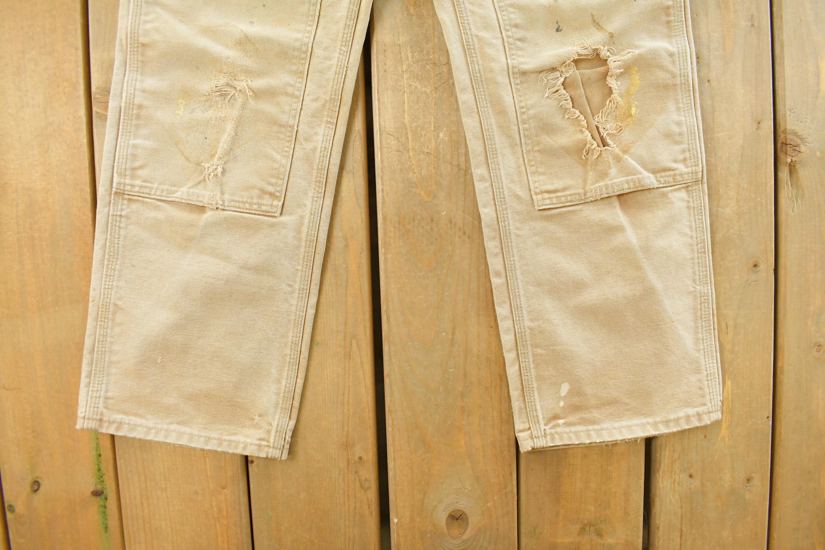 Vintage 1990s Carhartt Distressed Sun Faded Double Knee Pants Men's 30 x 29