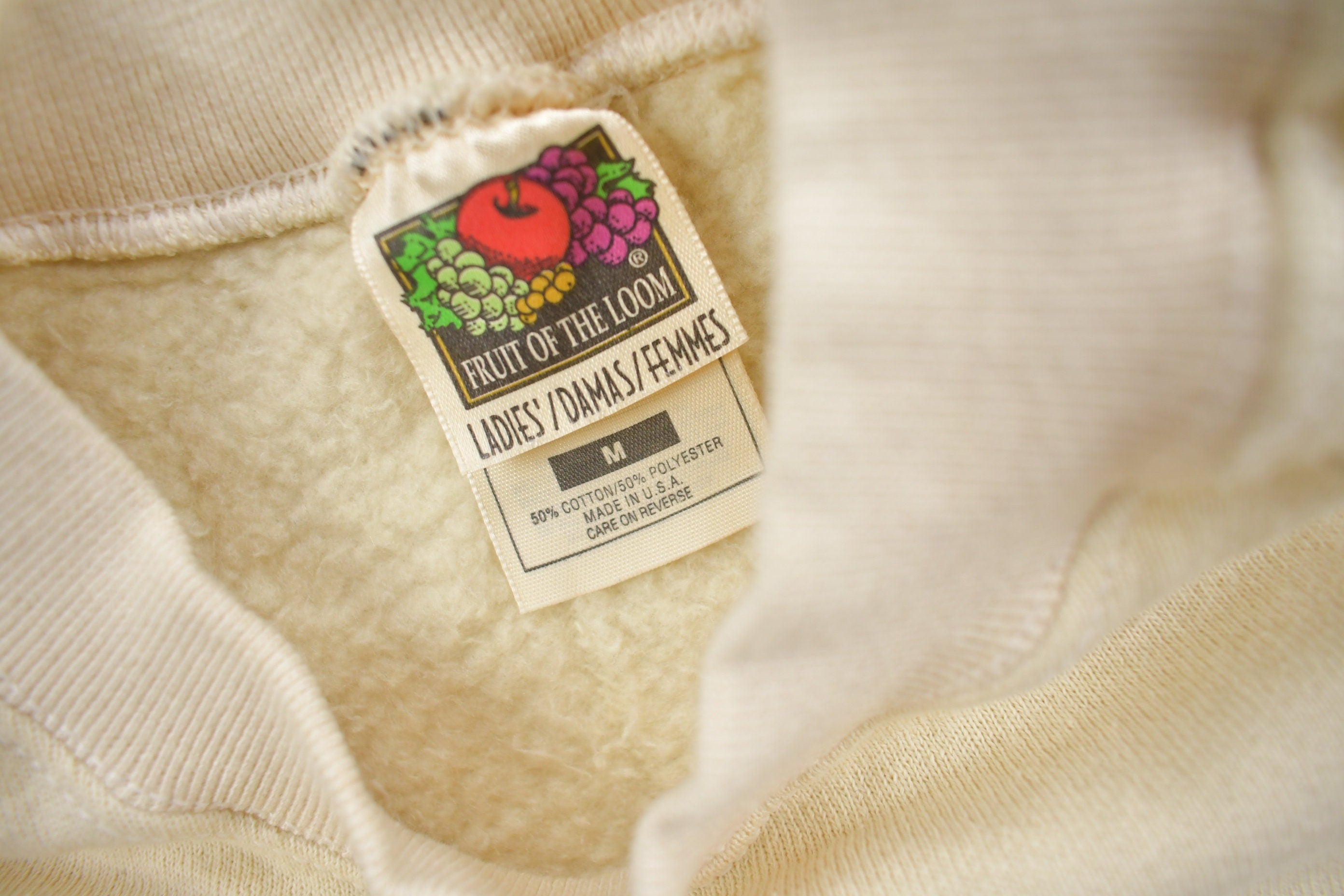 Vintage 1990s Blank Beige Crewneck Sweatshirt /