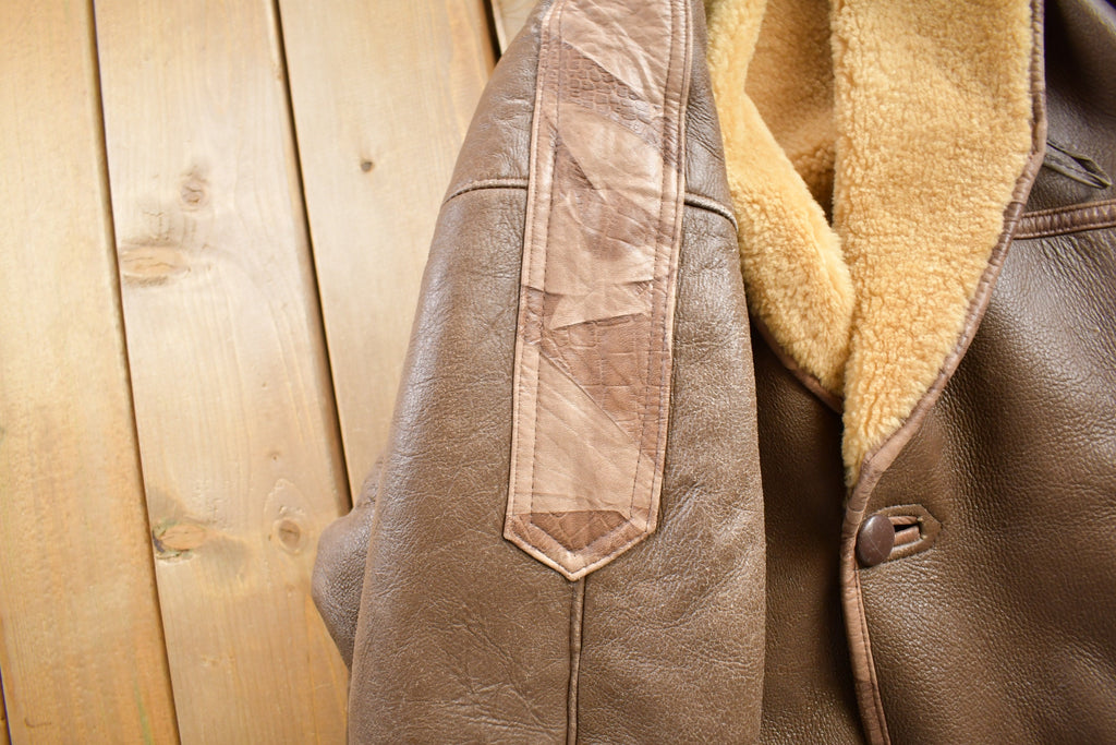 Vintage 1980s Alfred Leather Sheepskin Authentic Shearling Jacket Made In Canada