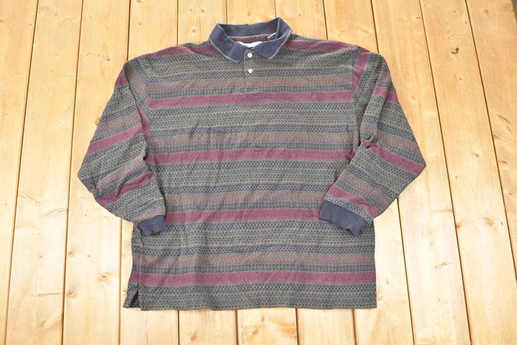 Vintage 1990s Imprints Plaid Striped Button Up Shirt Mens L