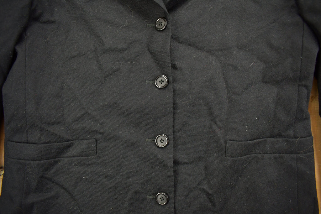 Vintage 1990s Black Lined Trench Coat /