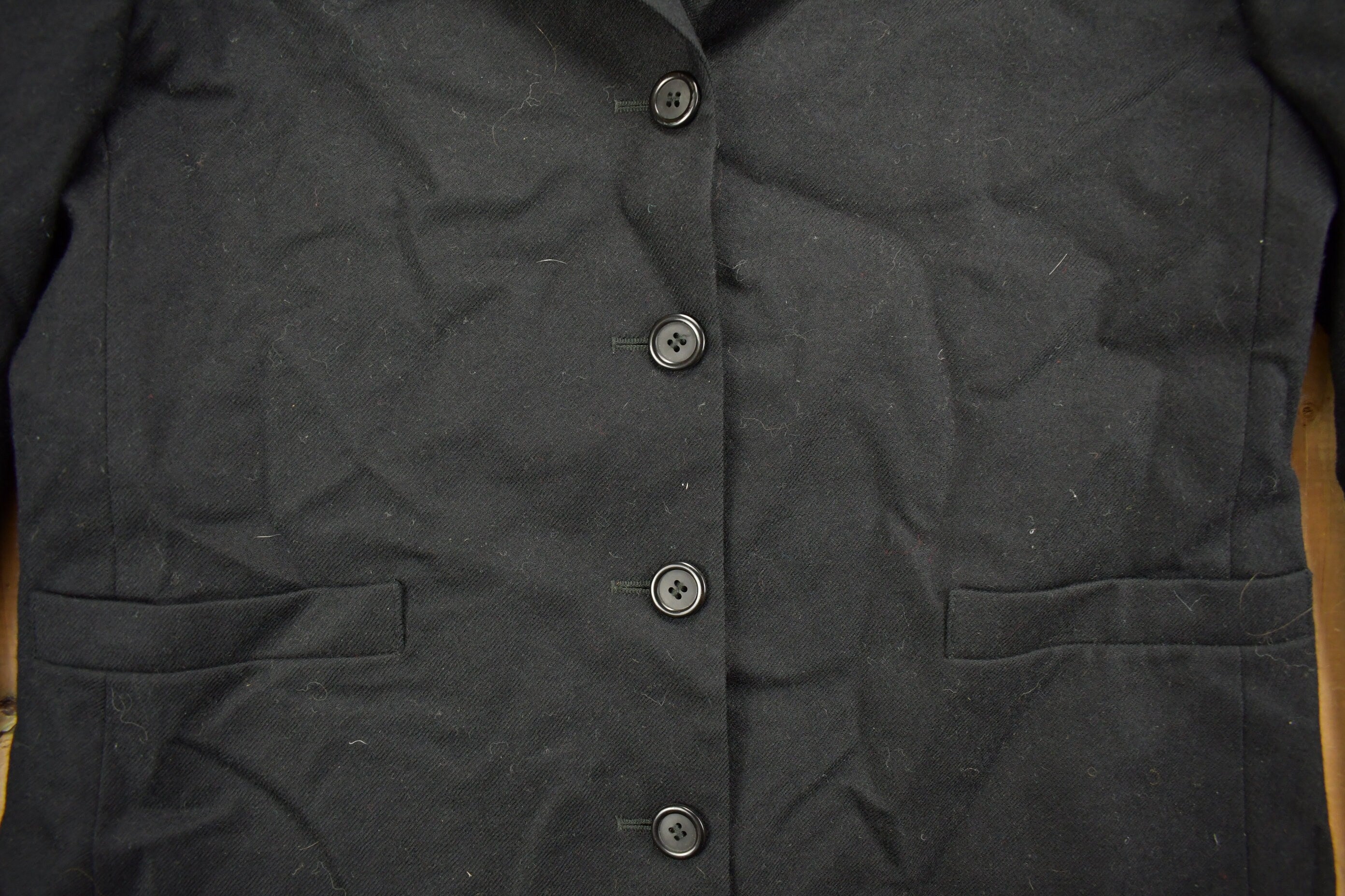 Vintage 1990s Black Lined Trench Coat /