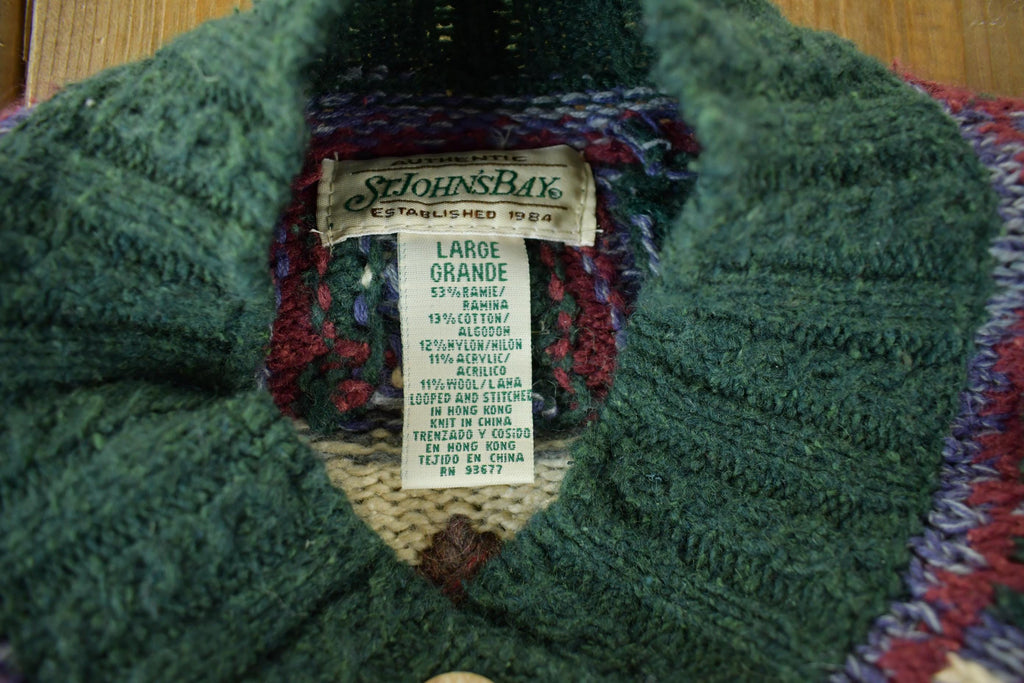 Vintage 1990s St. John's Bay Knit Abstract Pattern Crewneck Sweater Women's Small
