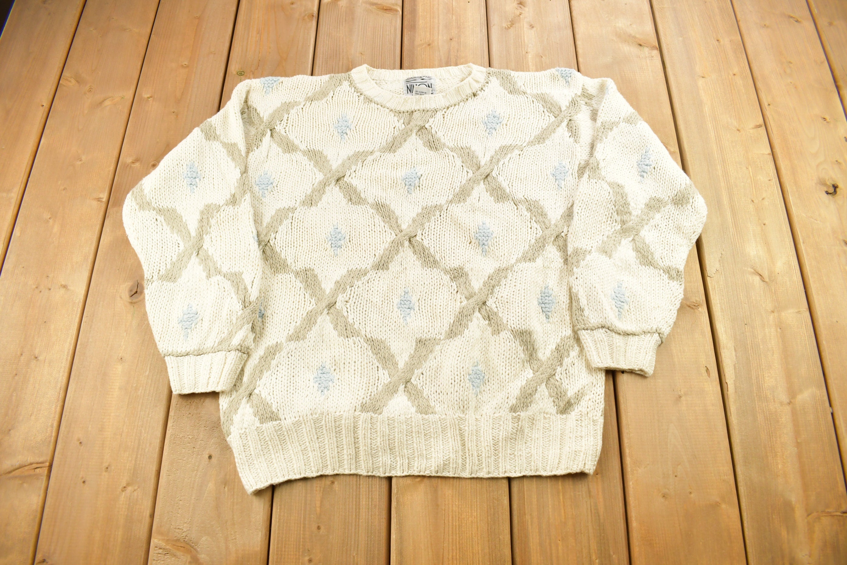Vintage 1990s Hand Knitted Crewneck Sweater