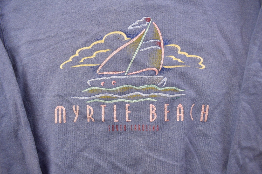 Vintage 1990s Myrtle Beach Travel Crewneck Sweatshirt / 90s Crewneck / Souvenir Sweater / Streetwear / Travel And Vacation