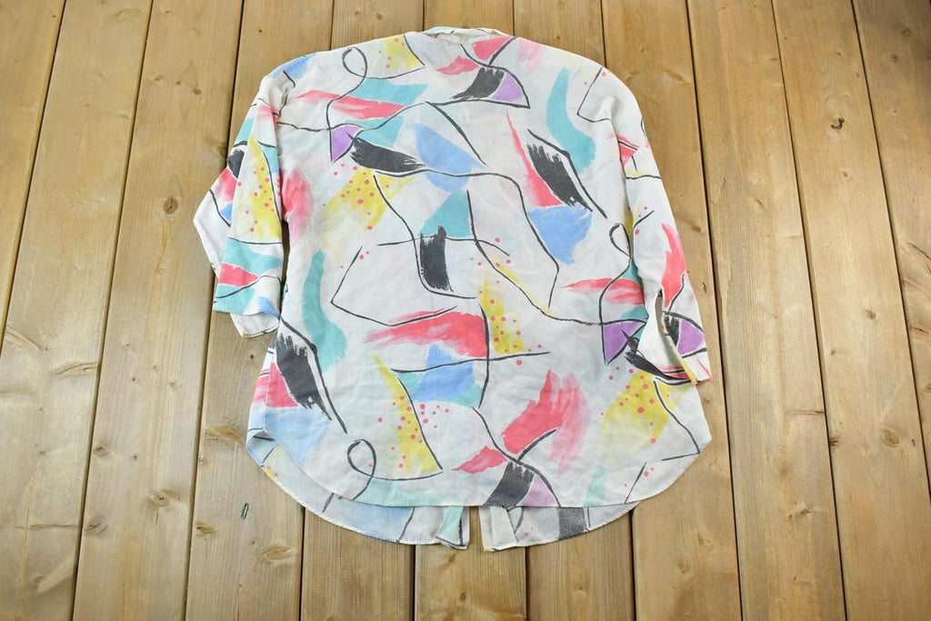 Vintage 1990s California Connection Abstract Neon Button Up Shirt