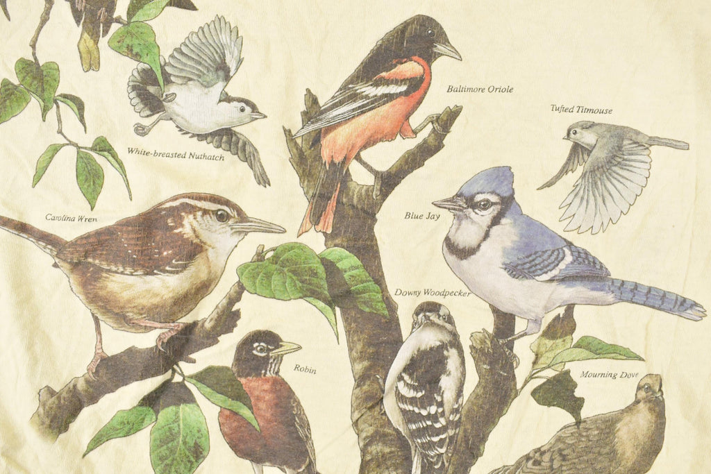 Vintage Y2K Wild Cotton Bird Family Tree Souvenir Travel T-Shirt Women's L