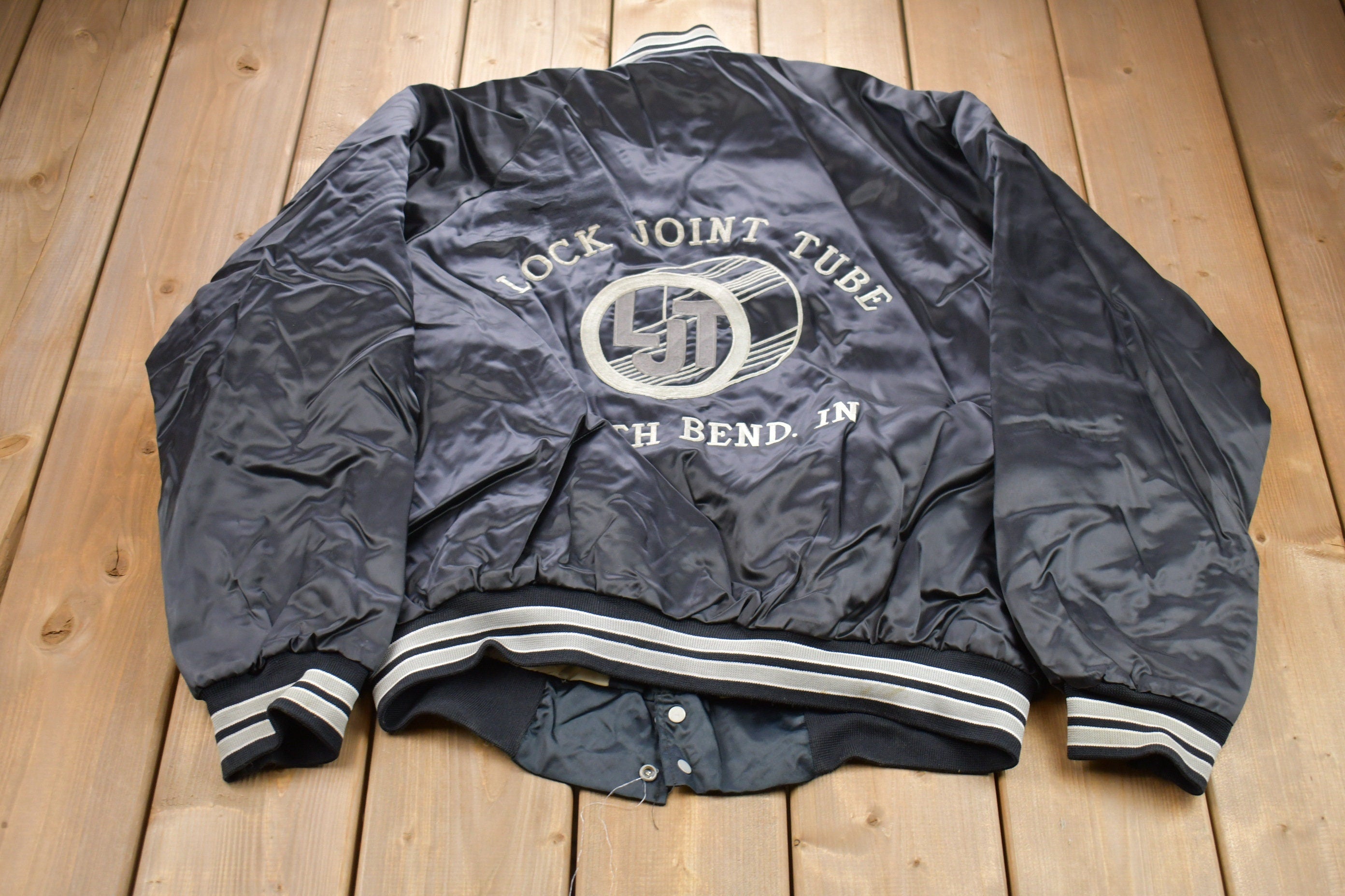 Vintage 1990s Hartwell Embroidered Satin Bomber Jacket