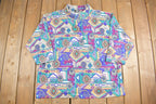 Vintage 1990'S Italian Club Plus Mock Neck Sweatshirt  90s Crewneck  Made In USA  Athleisure  Streetwear  MockNeck  Abstract Pattern