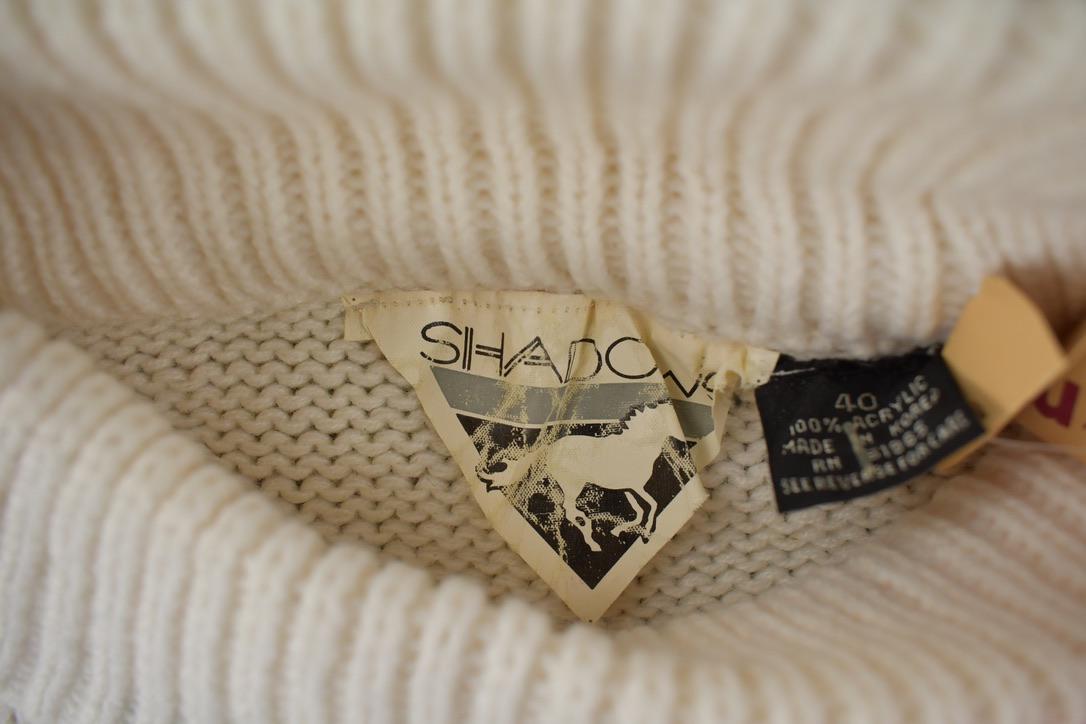 Vintage 1990s Deadstock Shadows Abstract Pattern Knit Mock Neck Sweater Size 40