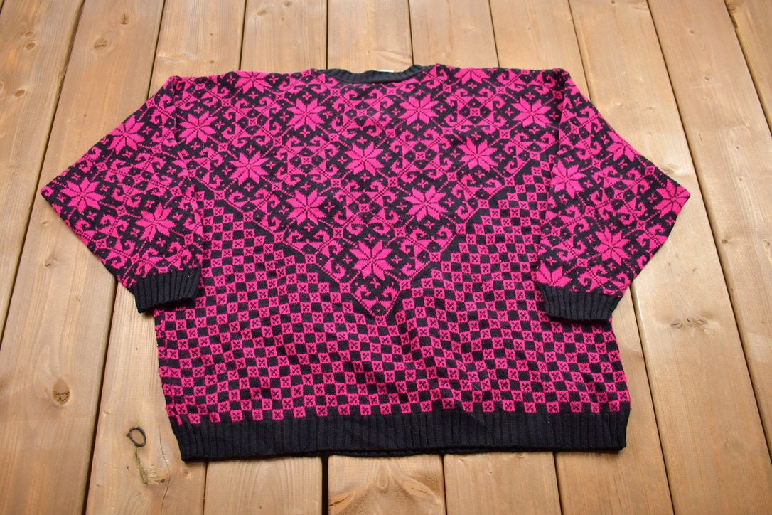 Vintage 1990s Monogram Knitted Crewneck Sweater