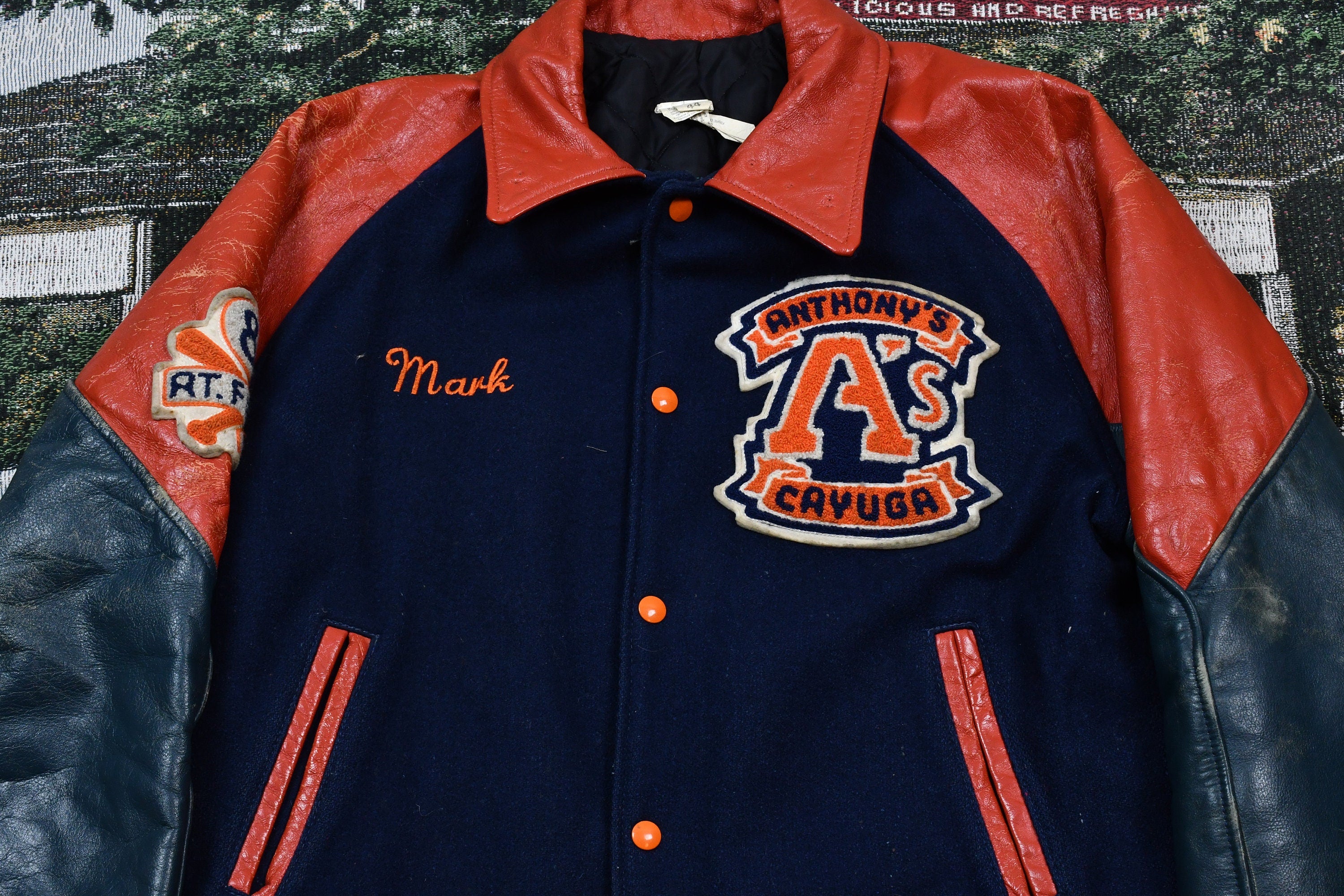 Vintage 1980s Anthony's Cayuga Leather Varsity Baseball Jacket