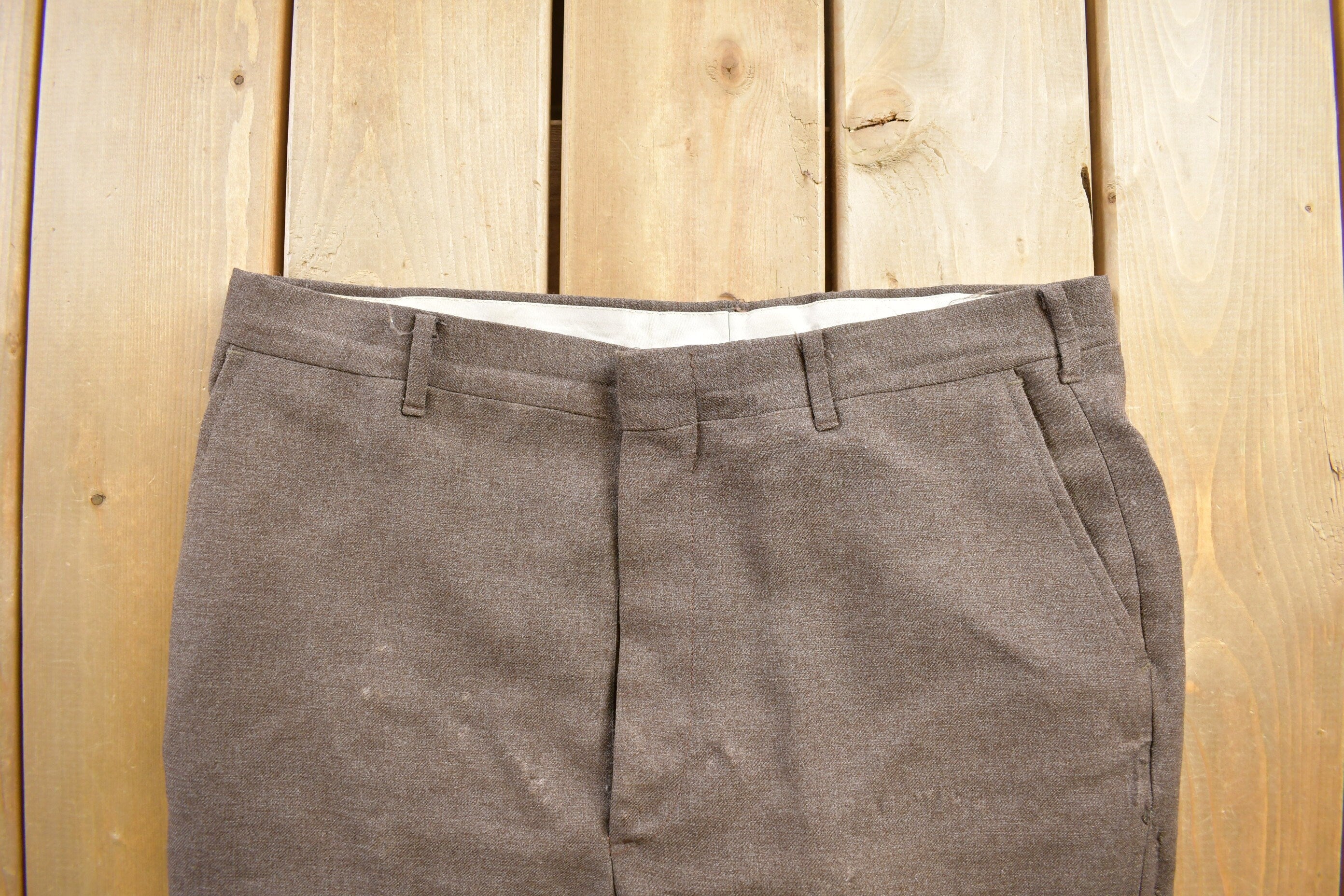 Vintage 1960's Brown Wool Trousers Size 36x28  1960s Wool Pants  Streetwear  True Vintage  Vintage Workwear  Wool Pants