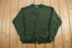 Vintage 1990s Towncraft Cable Knit Cardigan Sweater  Vintage 90s Knitted Button Up Sweater  Pattern Sweater  Size M
