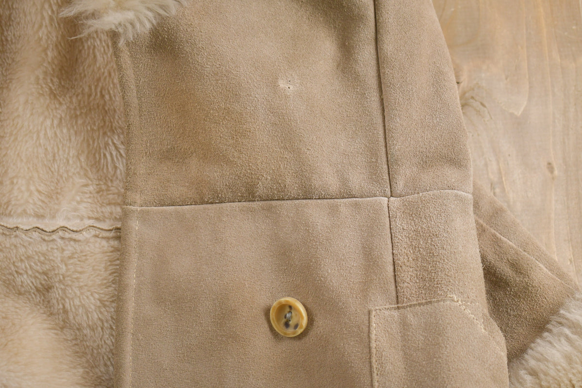 Vintage 1960s Fur Collared Suede Leather Jacket
