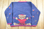 Vintage 1990s Woolrich Teddy Bear Hand-framed 100% Wool Knit Sweater