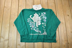 Vintage 1990s Flower Cat Turtleneck Sweater