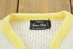 Vintage 1960s Susan Clark Knit Acrylic Flower Cardigan Sweater Women's M